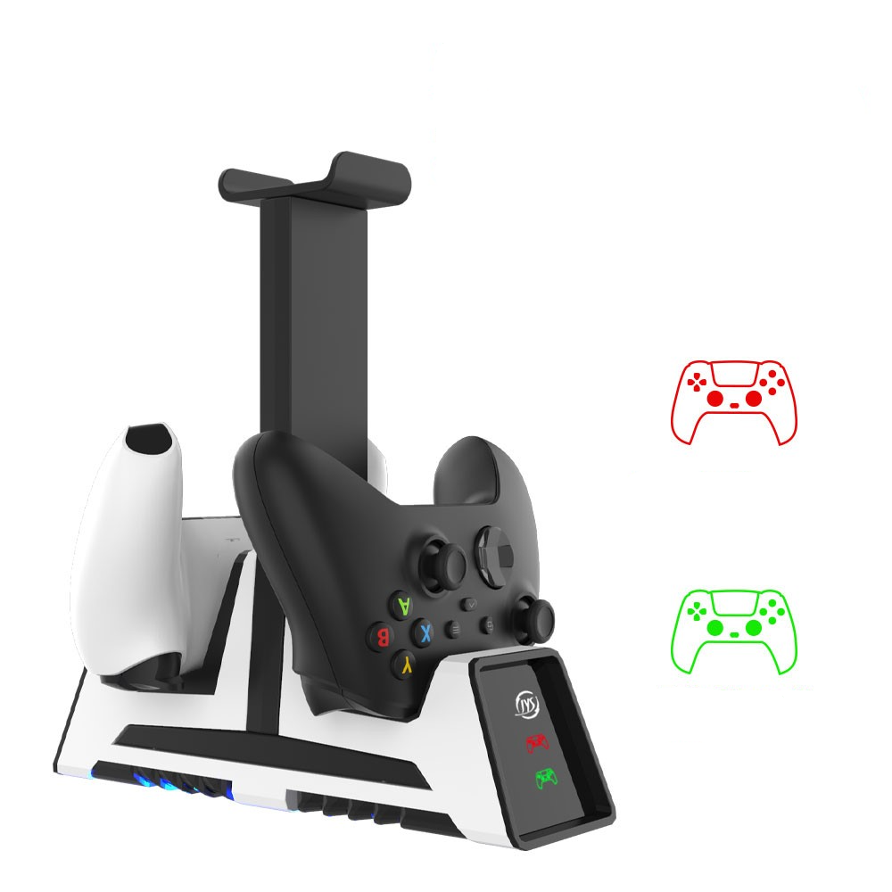 Sony PlayStation PS5 / PS4 / XBox One / Series S / Elite / Series X Controller Dual Ladestation Docking Halter mit LED Ladeanzeige - Weiss