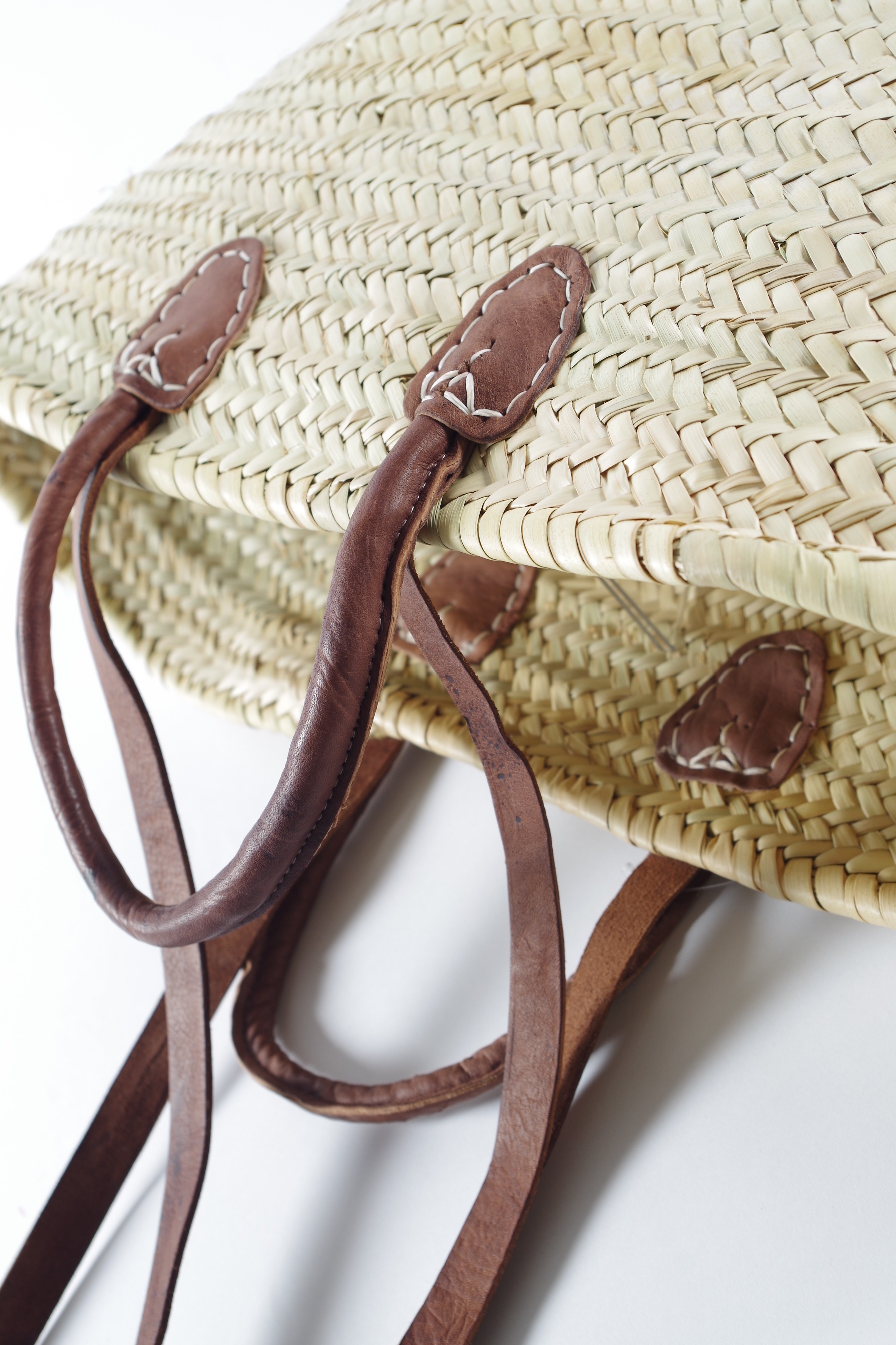 locker Aufbewahrungskorb »Strandtasche, Korbtasche« Palmtasche mit Ledergriffen und Lederhenkeln, Strandkorb im Bohostyle
