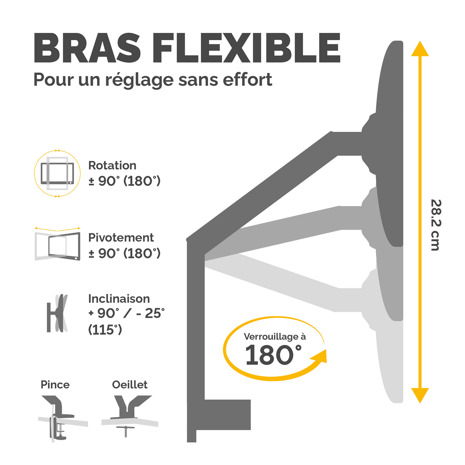 Fellowes Bras porte écran double EPPA Noir