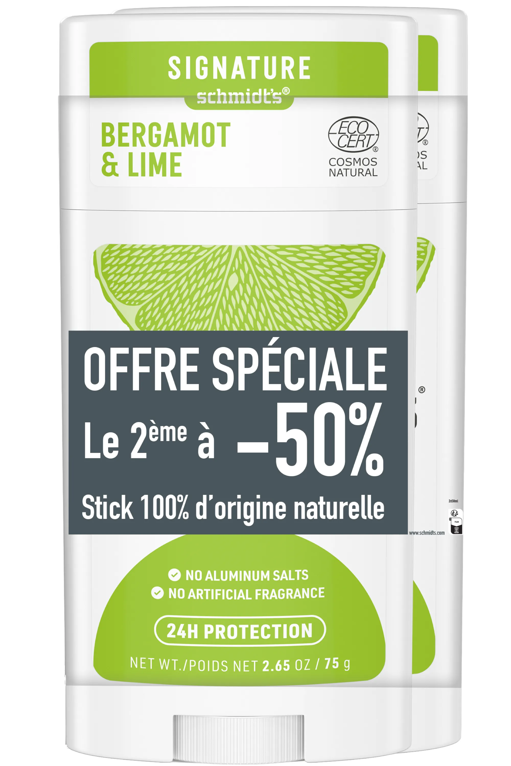 Schmidt’s Duo de déodorants stick Bergamote & Citron Vert-116 ml
