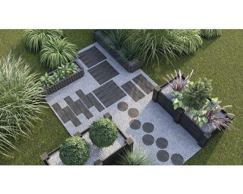 Betonnen verhoogde tuinbak Big Antique donkerbruin met voorgemonteerde draad 220 x 120 x 69 cm