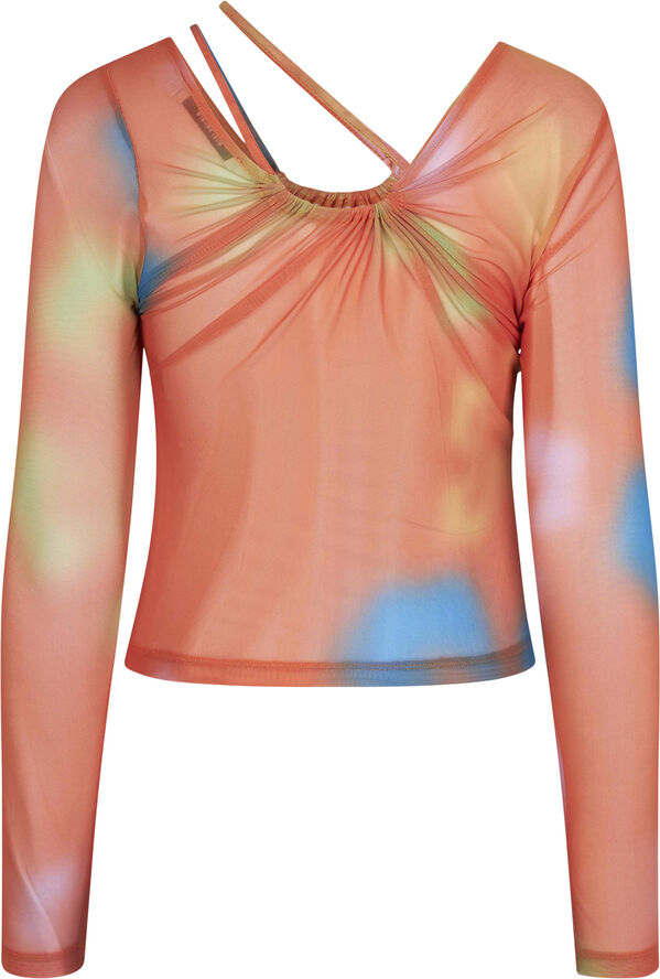 Oval Square Summer Blouse Tangarine flower aop