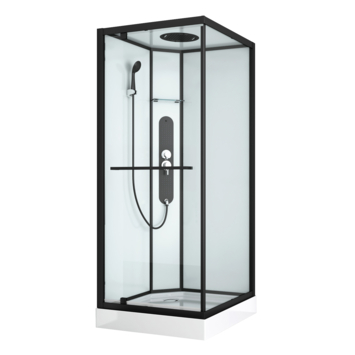 Allibert complete douchecabine La Paz met draaideur zwart hoekmodel 90 x 90 cm