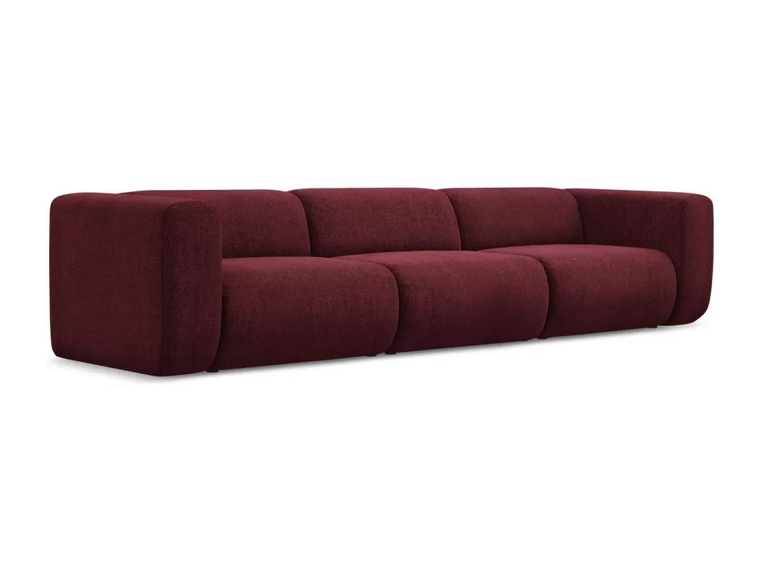 Canapé modulable 4 places en tissu chenille - bordeaux - EKAHI