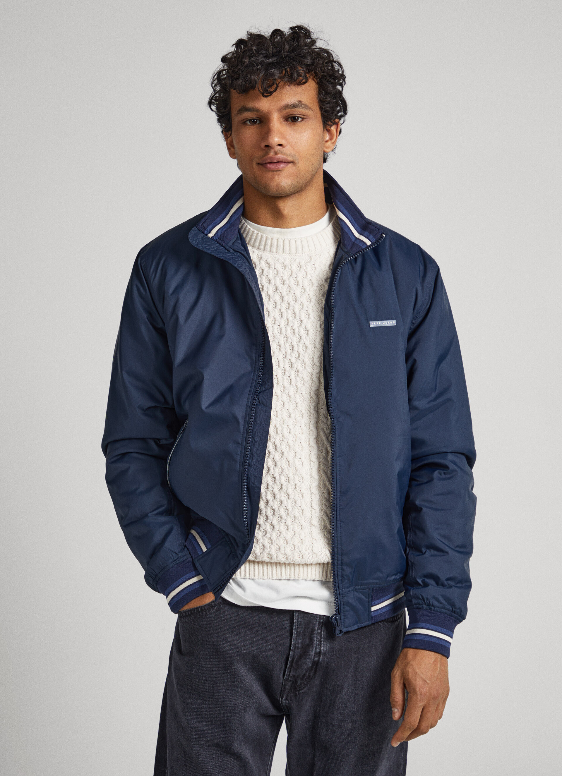 Jaqueta bomber de tecido reciclado - azul dulwich
