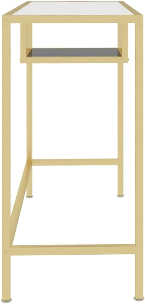 Schreibtisch aus gehärtetem Glas, transparent, Schreibtisch aus Glas und Stahl, für Büro, stabil und modern, 100 x 36 x 74 cm