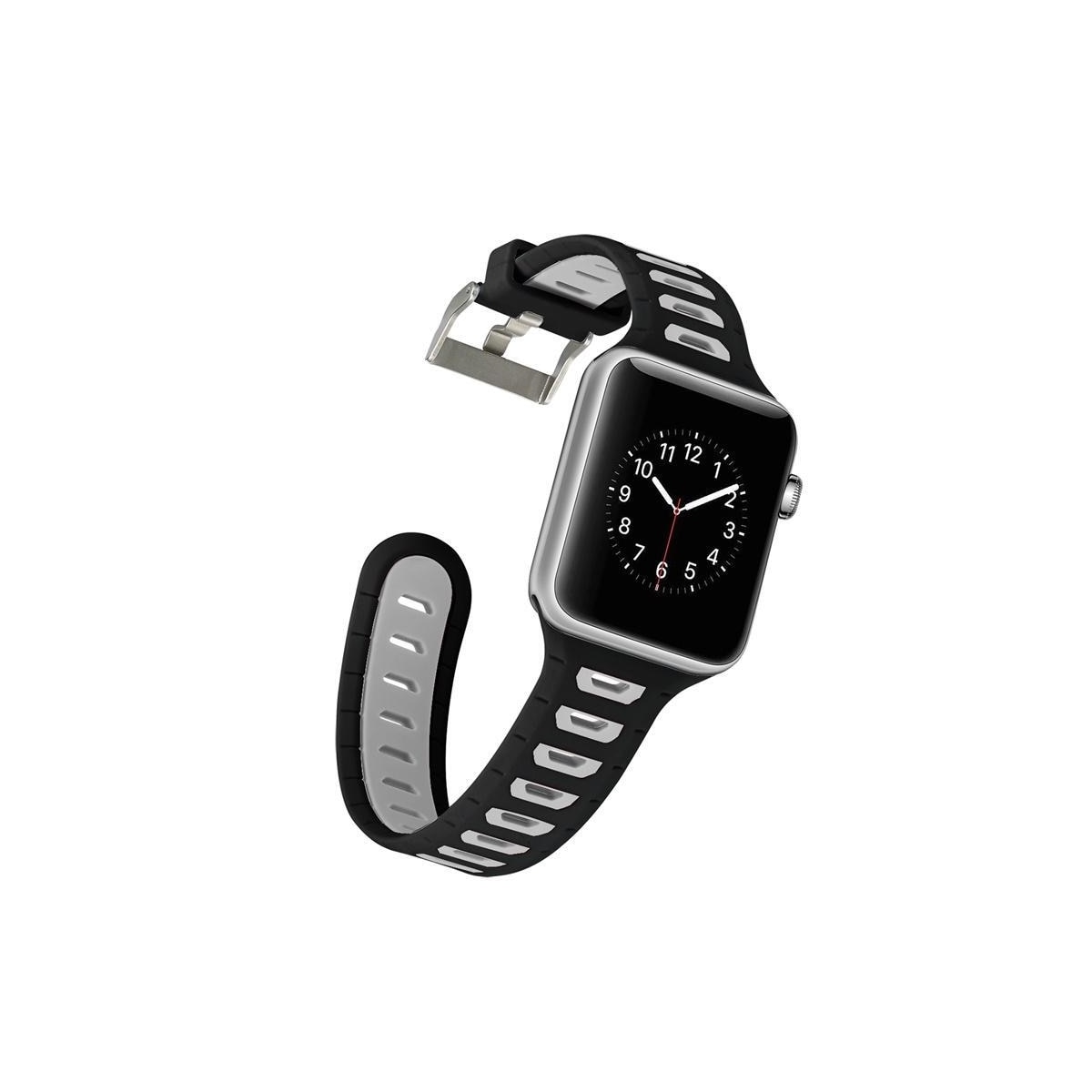 Silikon Klokkearmbånd kompatibelt med Apple Watch, 42mm, Svart, Grå