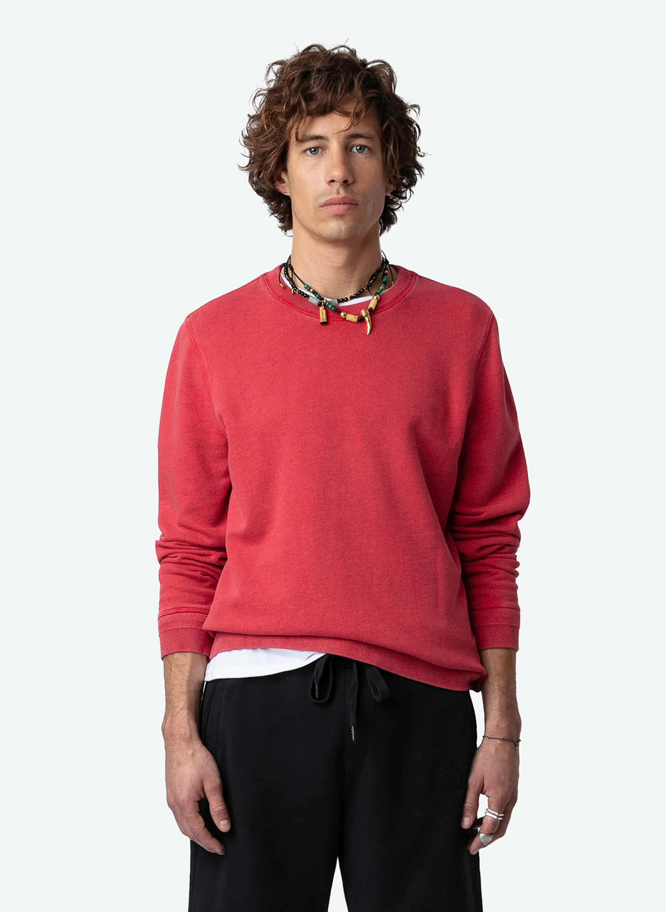 STONY - Sweat col rond en coton bio | Rouge