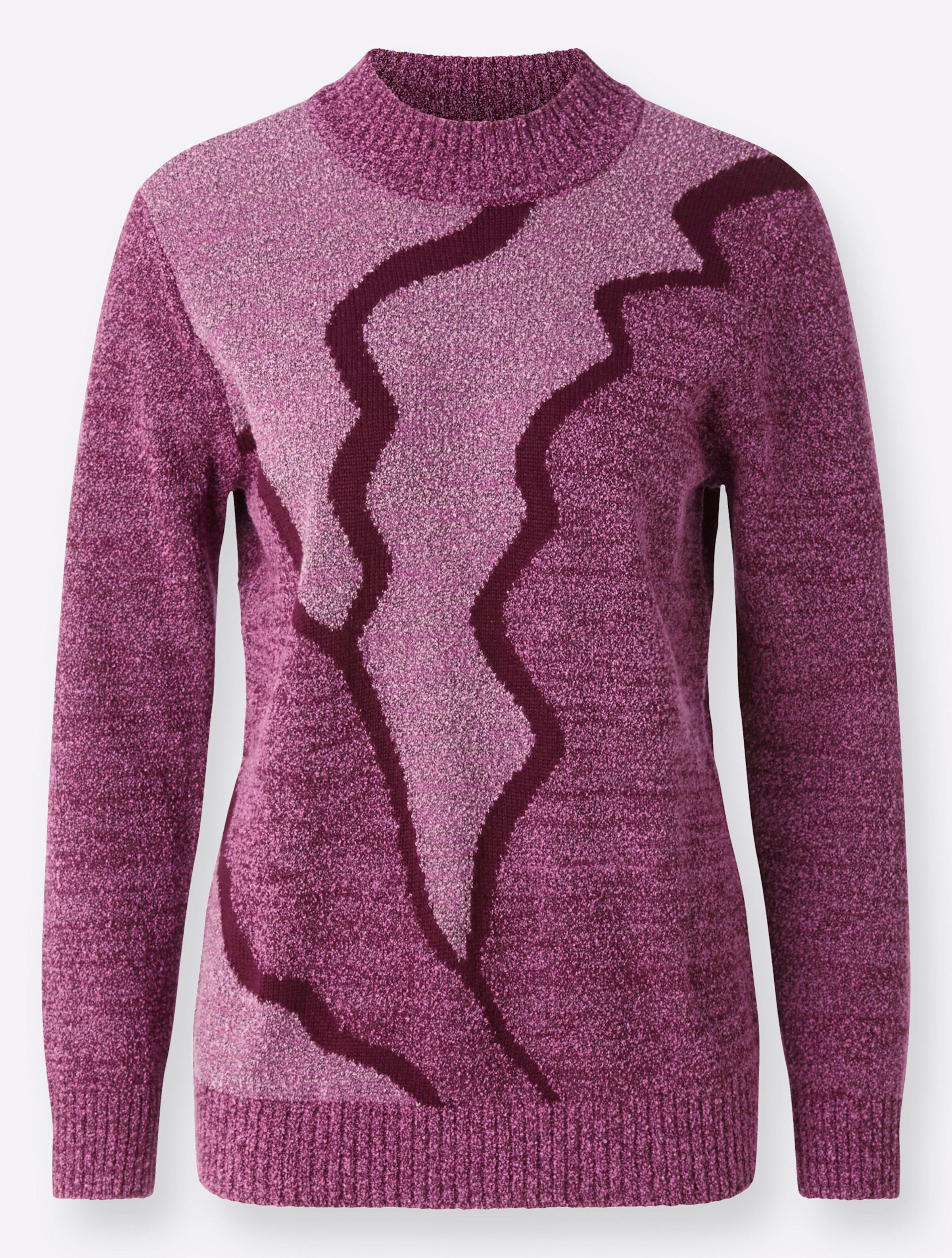 Stehkragenpullover in fuchsia-meliert