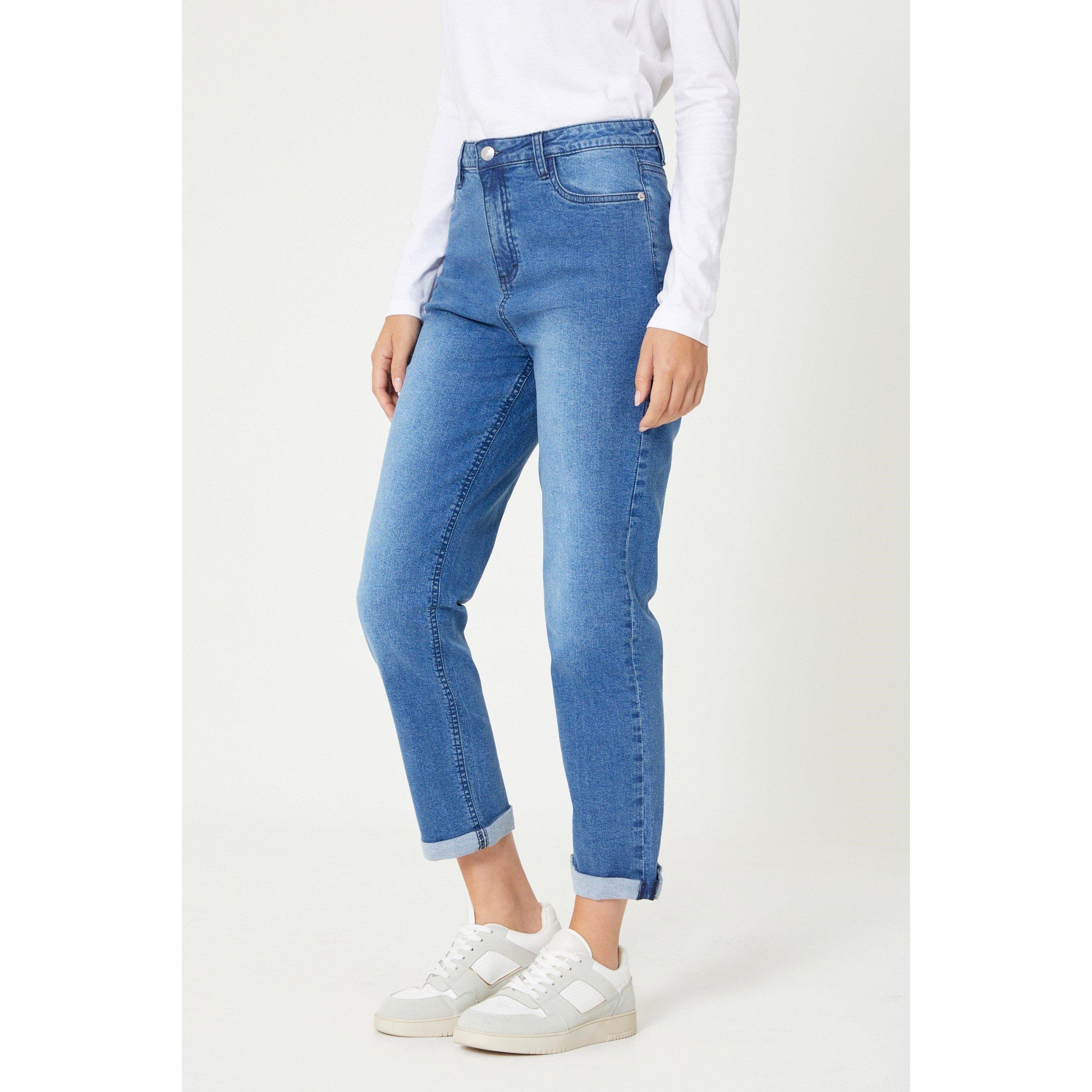 Be You Ladies Sophie Straight Leg Mid Wash Jean