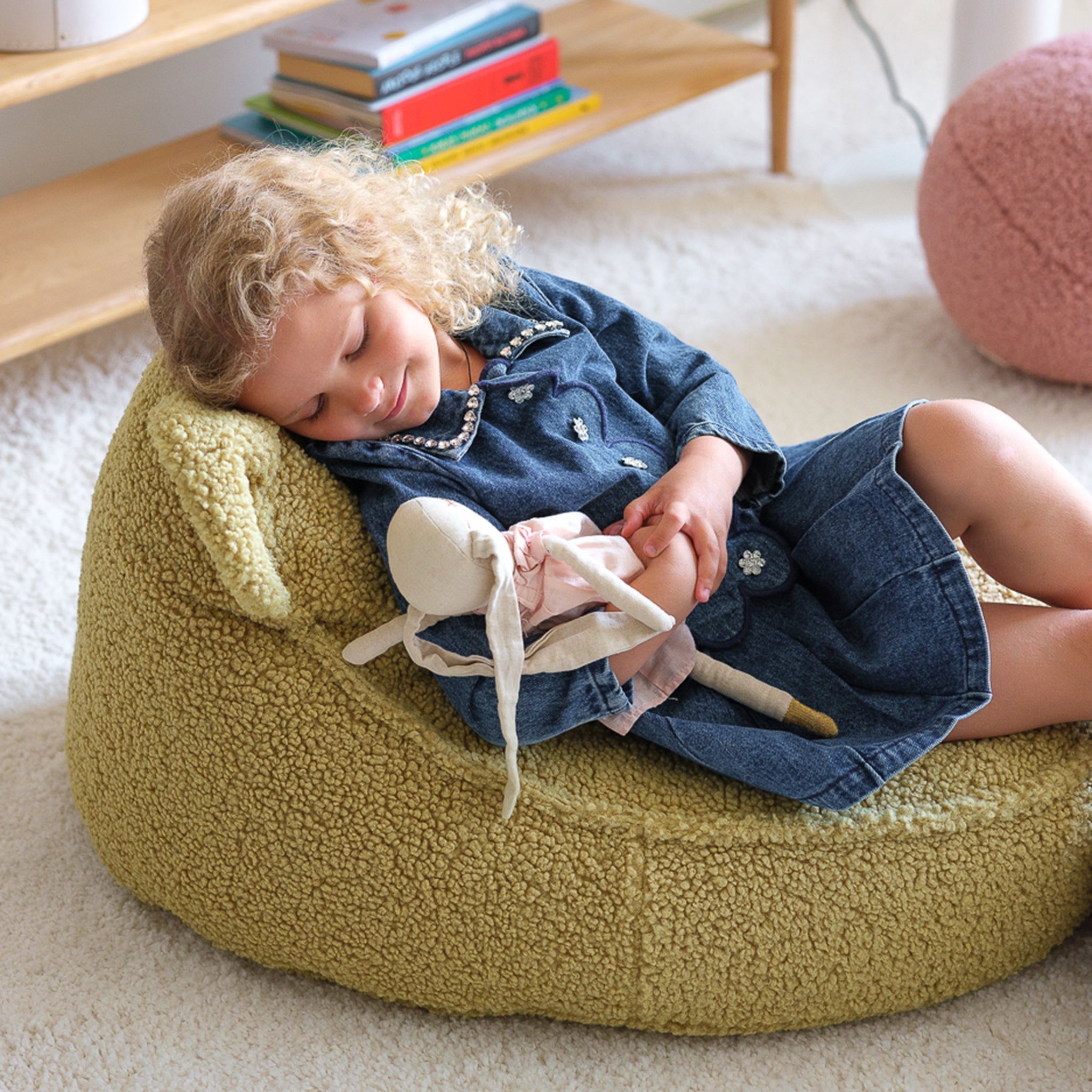 Wigiwama Sitzsack Teddy und Ottoman Set Matcha