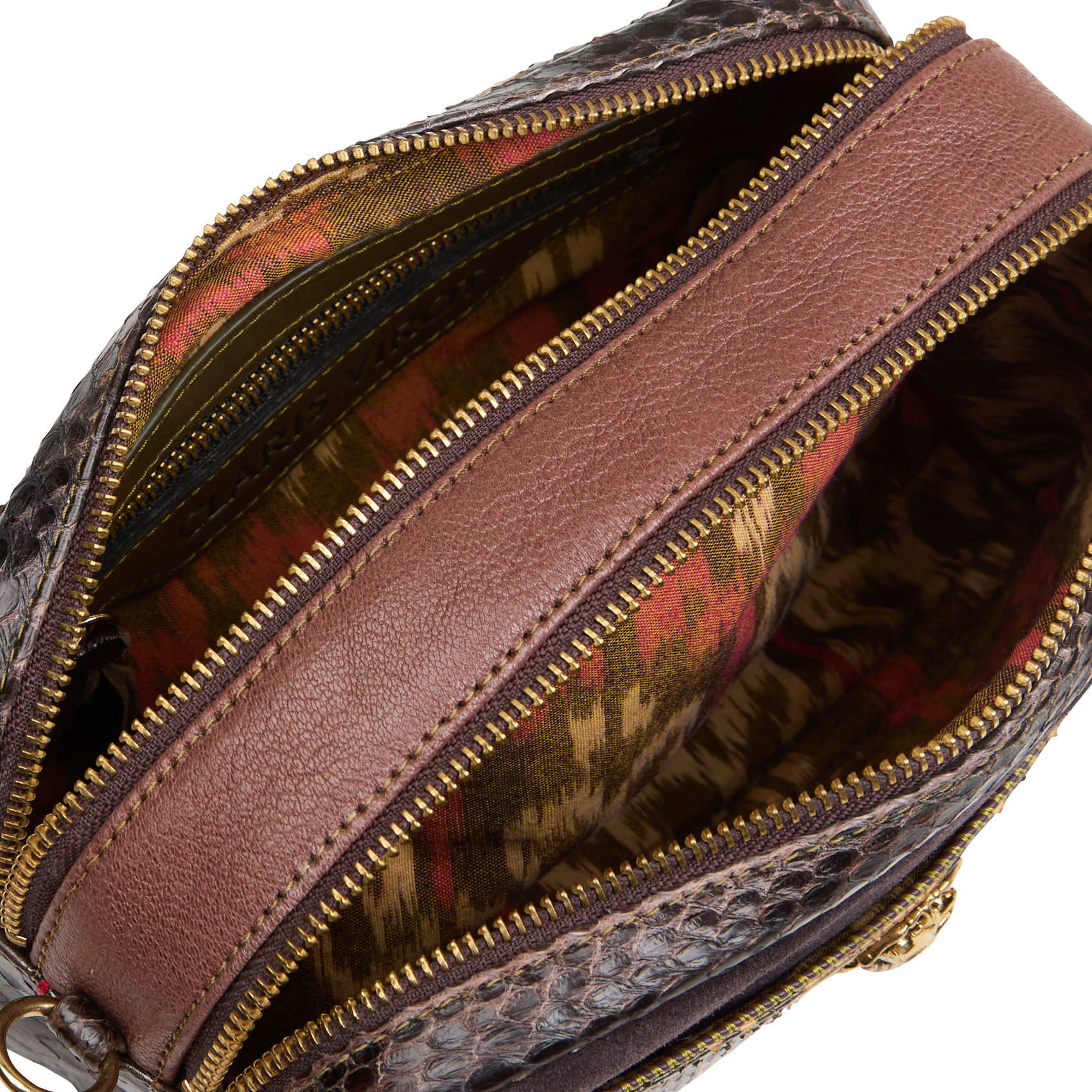 LILY - Sac bandoulière en cuir de python| Marron