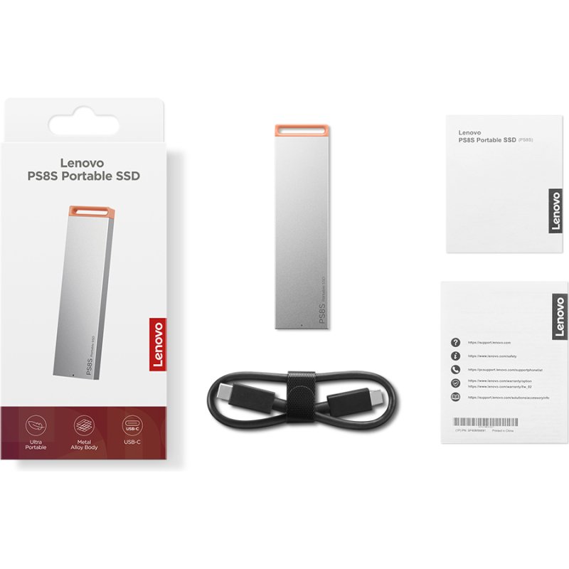 Lenovo 4XB1T88413 lecteur à circuits intégrés externe 2 To USB Type-C 3.2 Gen 2 (3.1 Gen 2) Gris
