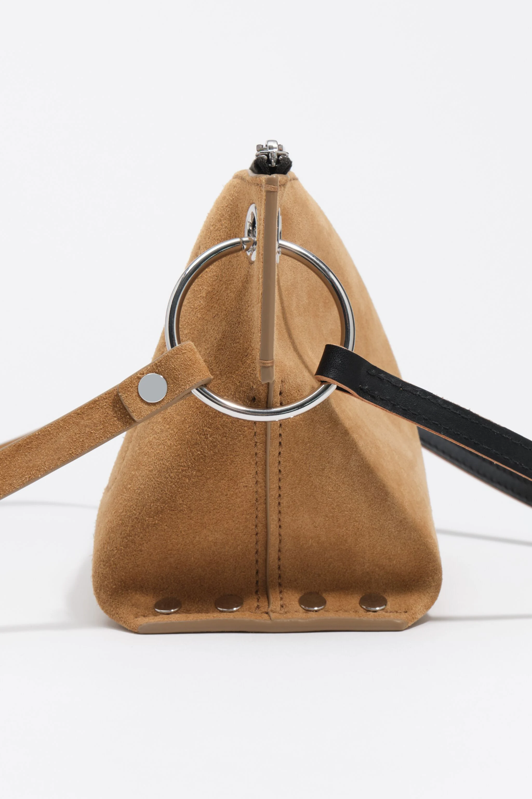 Bolsa Trapecio média em camurça natural