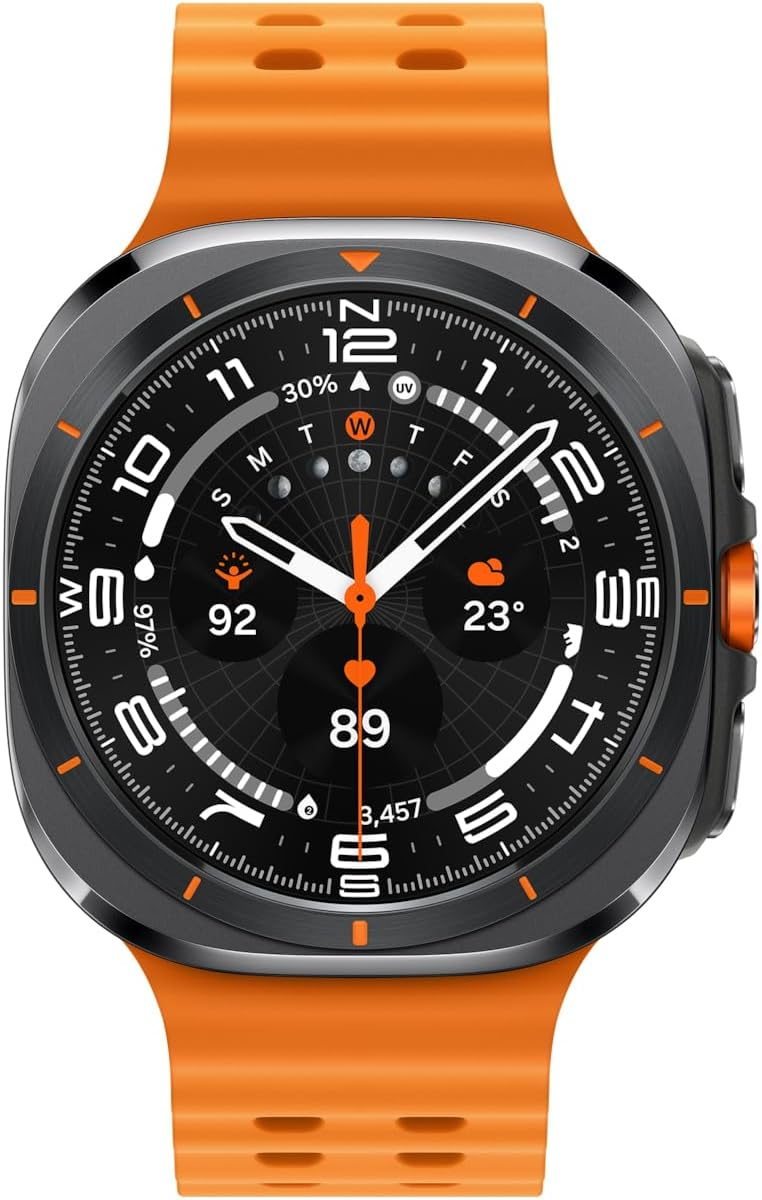Galaxy Watch Ultra (47mm, 4G) Smart Watch mit Silikon Armband Orange (SM-L705FDAAEUE) - Titanium Grey (Grau)
