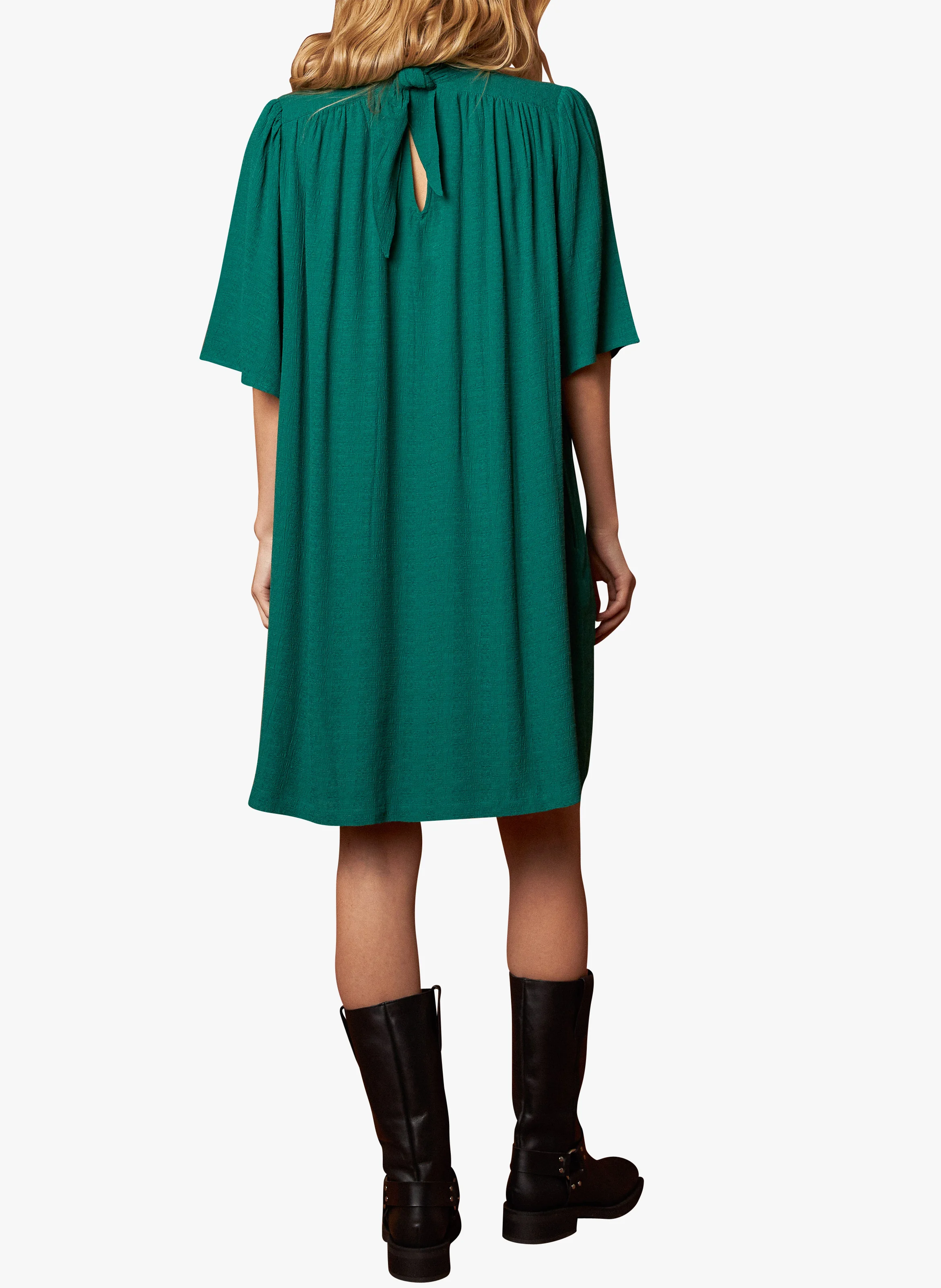 Robe courte col montant | Vert