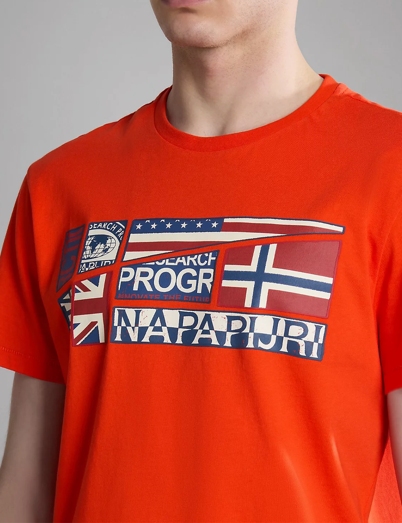 NAPAPIJRI T-SHIRT HOMME MANCHES COURTES LOGO IMPRIMÉ TURIN ROUGE
