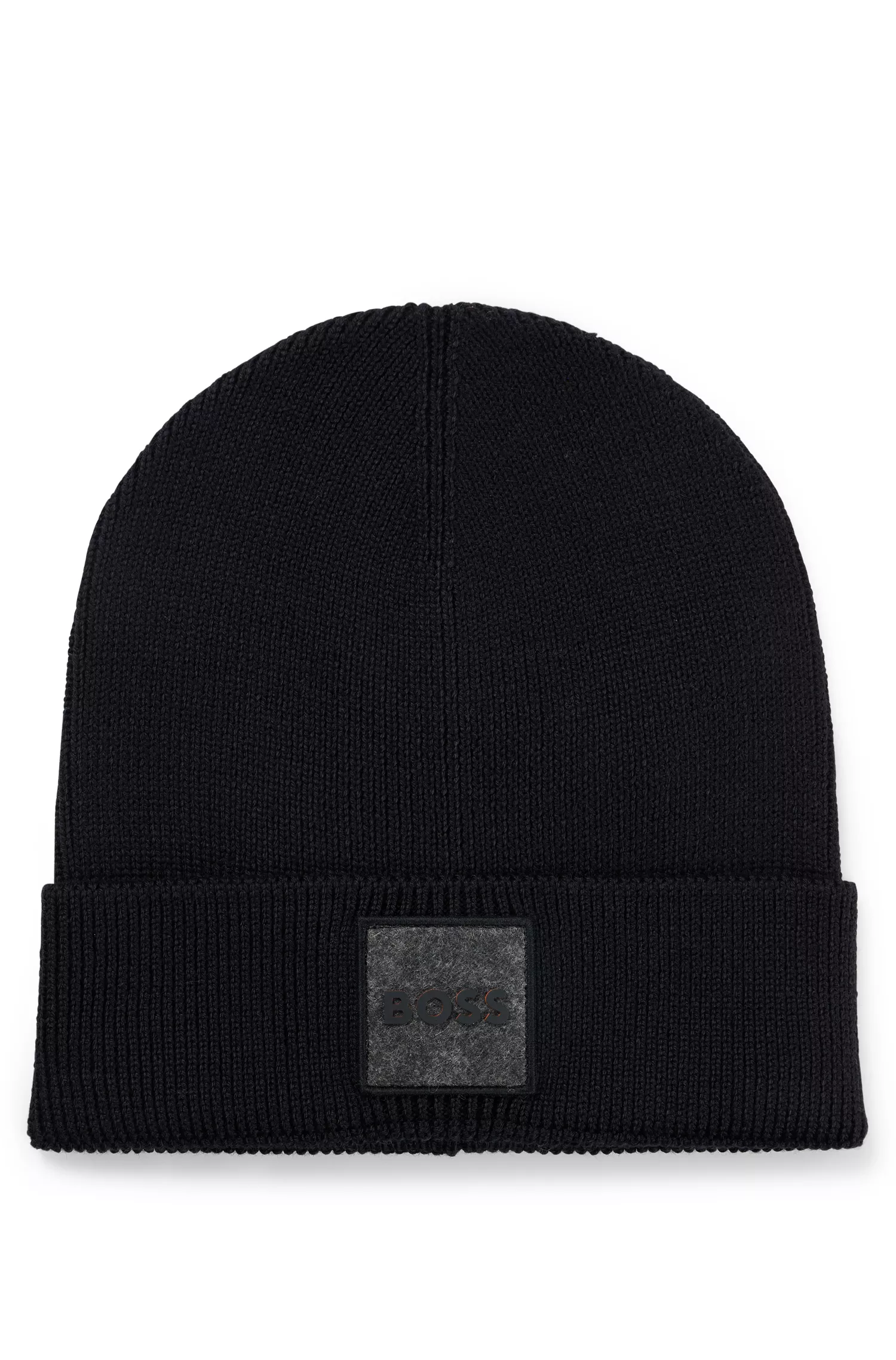 Gorro laranja BOSS com etiqueta de feltro com o logotipo.