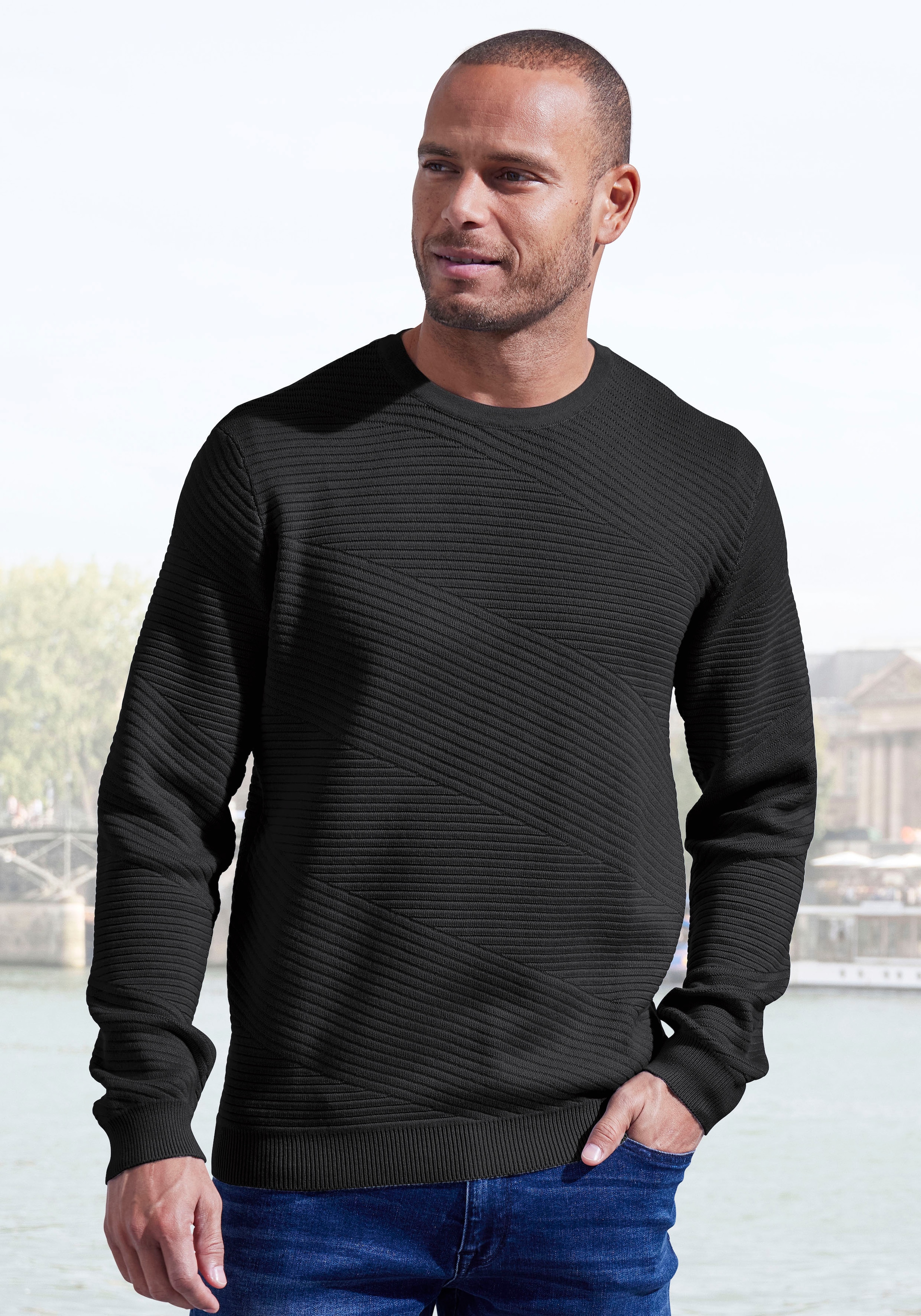 John Devin Strickpullover , Pullover aus weichem Strukturstrick