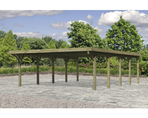 Dubbele carport Karibu Caan 3 variant A 598x860 cm drukgeïmpregneerd