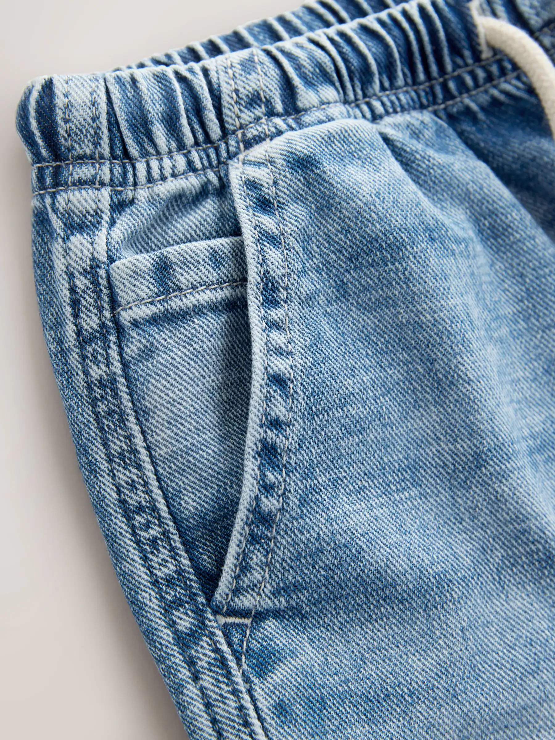 Normaal blauw - Bermuda denim shorts met elastische taille (3 - 16 jr)