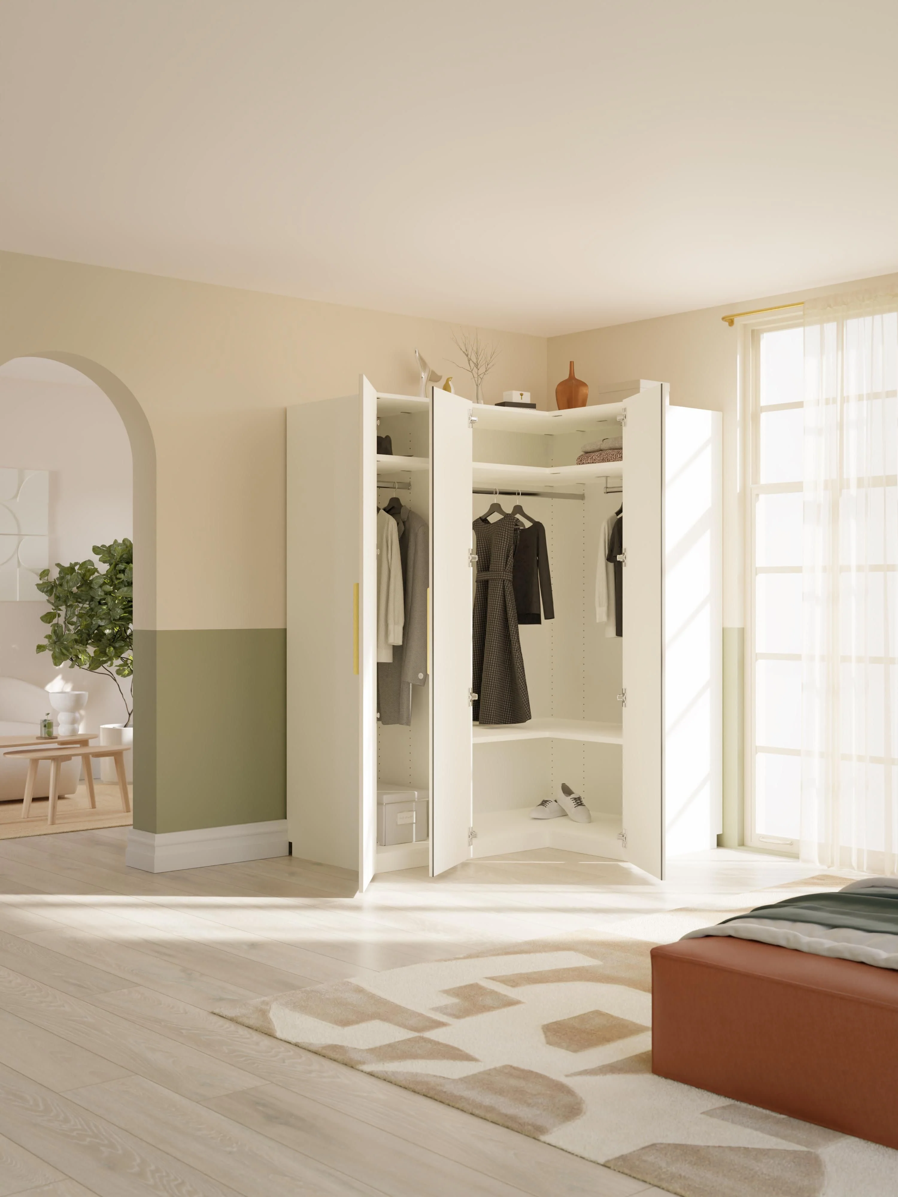 Modulaire hoekkast Simone, 165 cm breed, diverse varianten