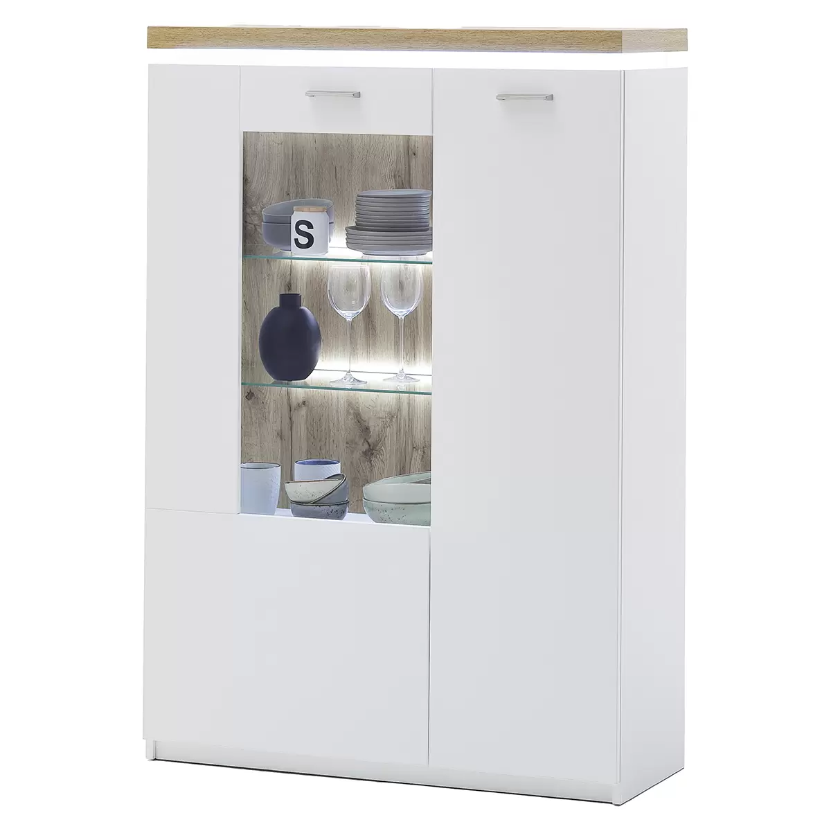 Highboard Cali Eiche,weiss