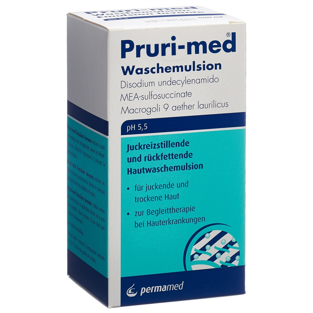 PRURI-MED Juckreizstillende und rückfettende Hautwaschemulsion<br>500 ml, Dispenser, Emulsion zur Anwendung auf der Haut, pH 5.5