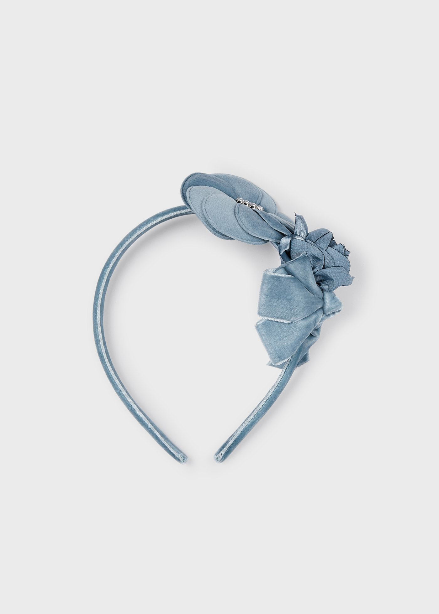 Tiara floral de veludo para meninas