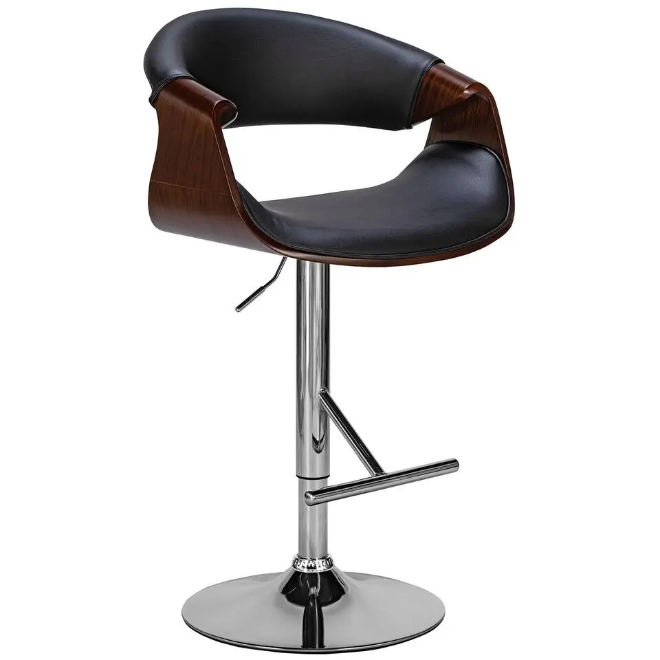 CLP Barkruk Foley chroom Frame - Kunstleer - walnoot/zwart