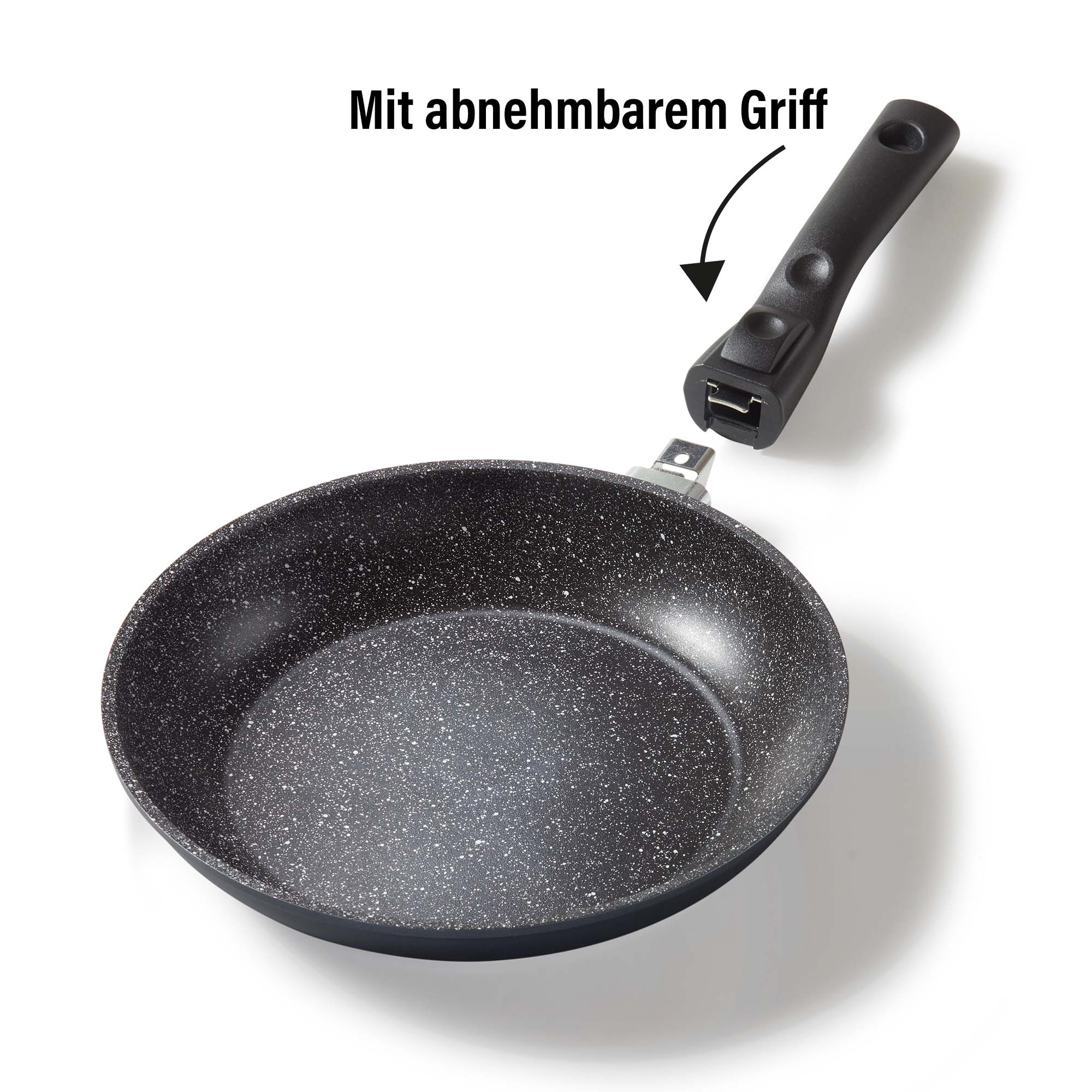 STONELINE® Bratpfanne 24cm, Made in Germany mit abnehmbarem Griff, Induktion und antihaftbeschichtet