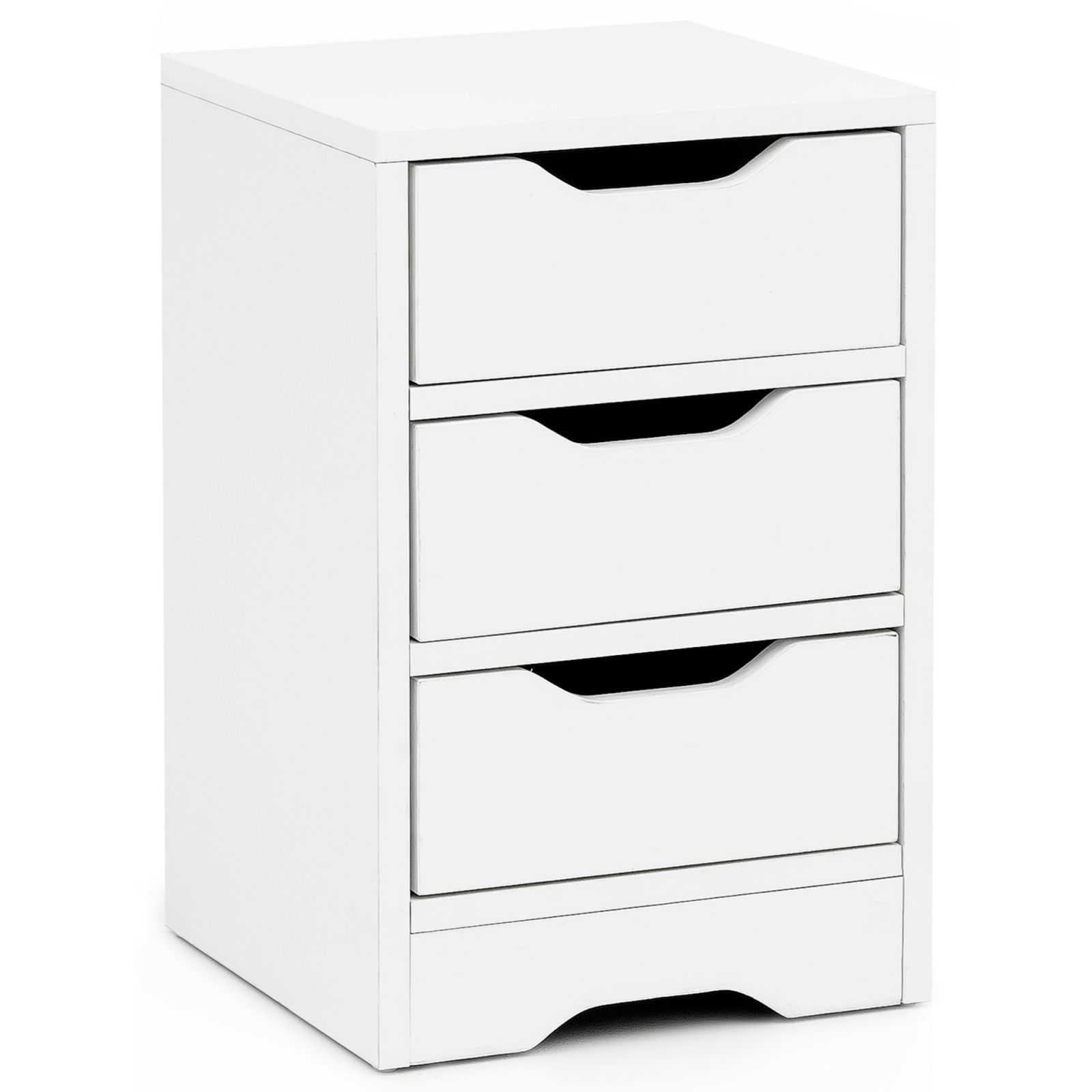 Nachtkonsole - weiß - 3 Schubkästen - 31 cm