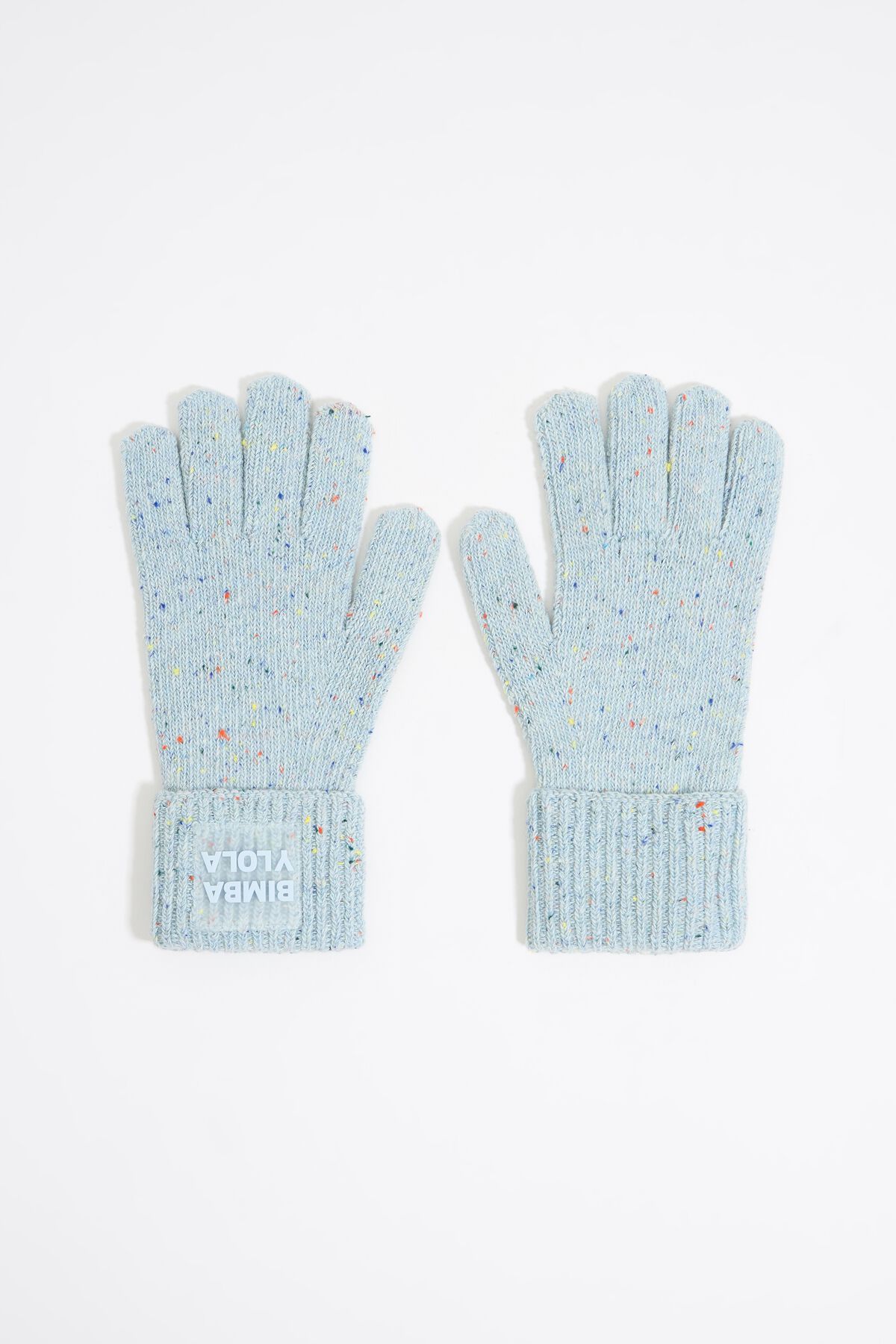Luvas de lã azul tricotadas
