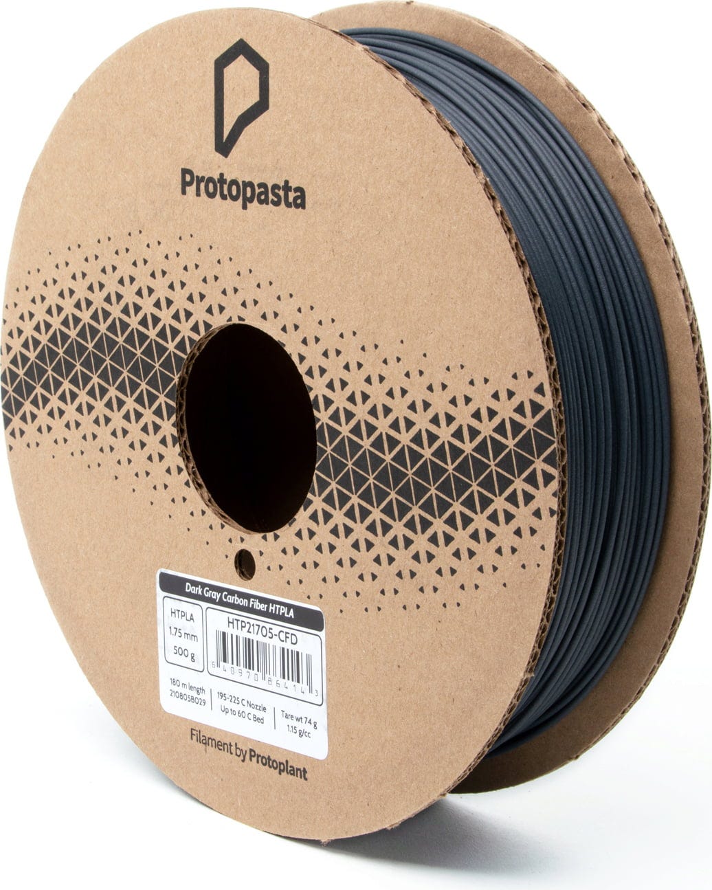 Protopasta  Dark Gray Carbon Fiber HTPLA, 1,75 mm / 500 g    Mit Kohlefasern verstärktes PLA Filament