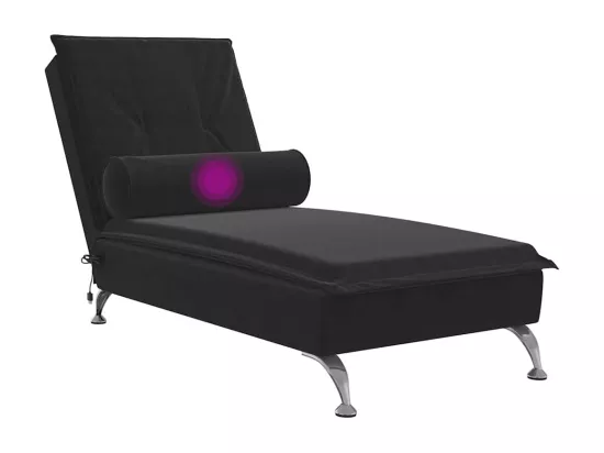 Chaise longue de massage avec traversin noir velours