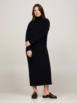 Vestido de malha midi de lã e cashmere com modelagem relaxada
