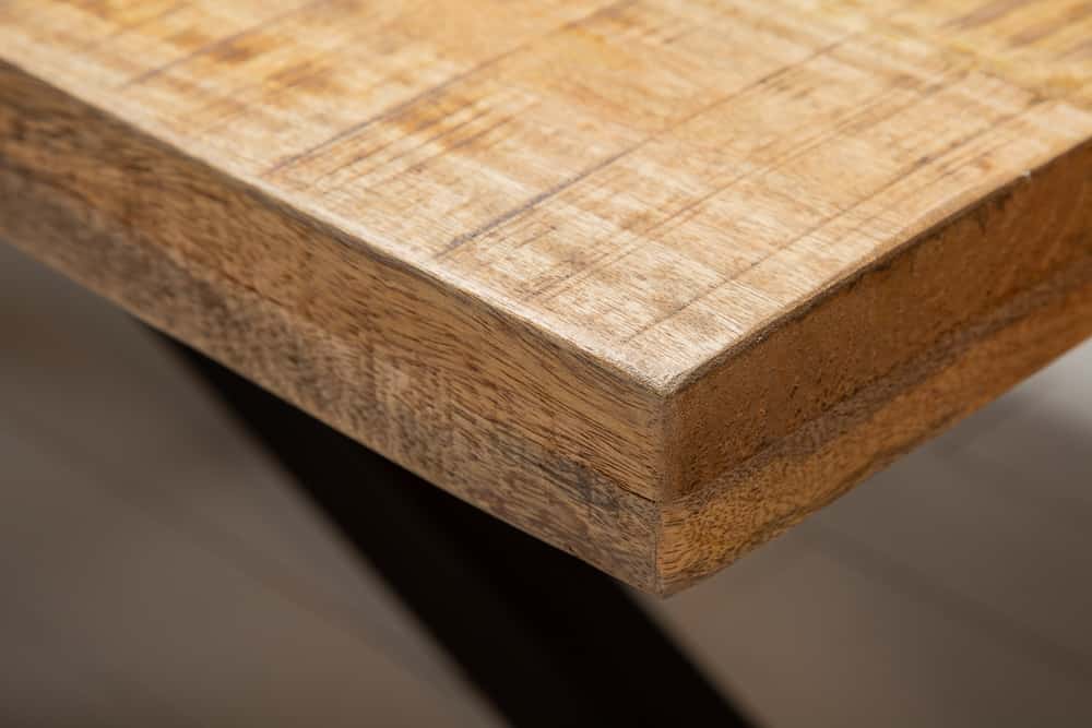Massiver Industrial Esstisch GALAXIE 240cm natur Mangoholz schwarz Sterngestell