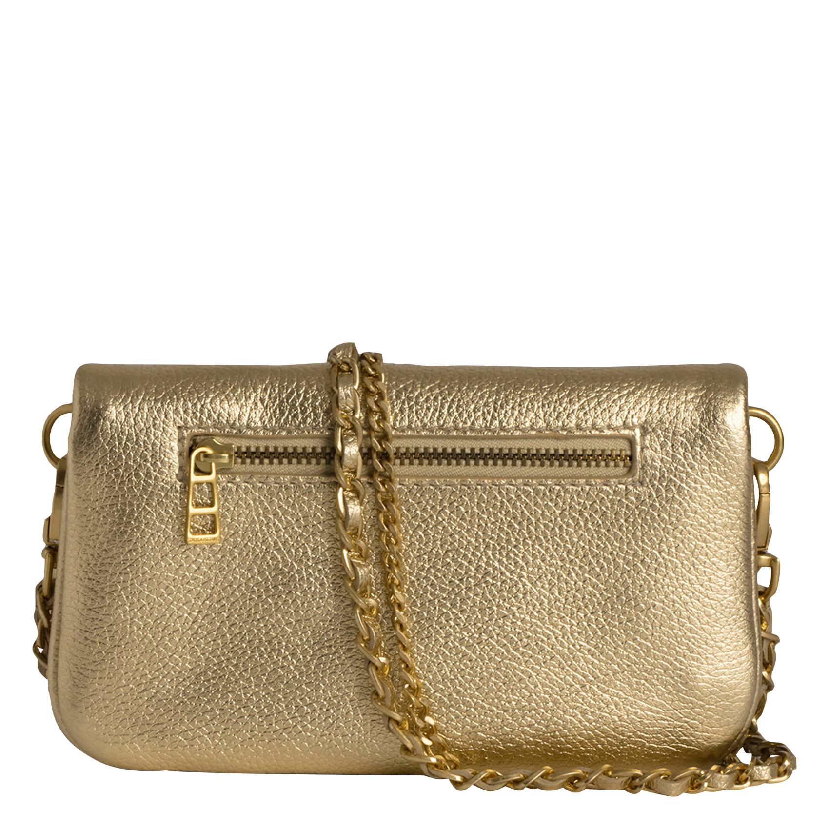 ROCK NANO - Pochette en cuir grainé métallisé | Jaune
