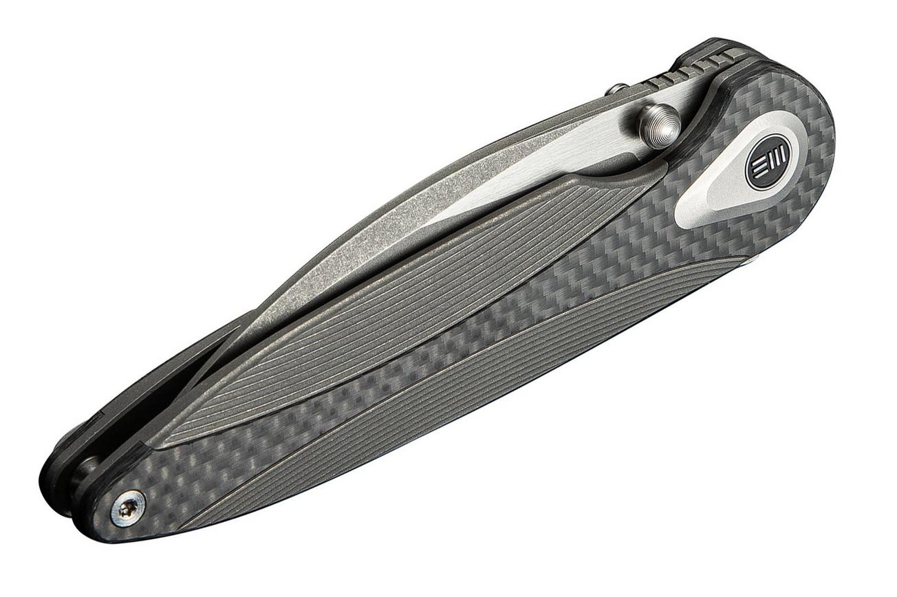 WE Knife Zenthra WE24021C-2 Gray Stonewashed M390 Gray Titanium Twill Carbon Inlay, zakmes