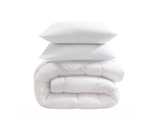 SOMEO - Ensemble couette + 2 oreillers Pack couette hiver 550g et oreiller éco naturel moelleux bla...