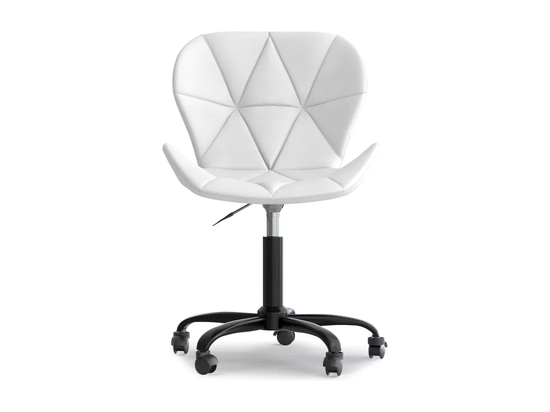 Chaise de bureau avec roulettes - Chaise pivotante de bureau - Revêtement en similicuir - Structure noire Wito Blanc