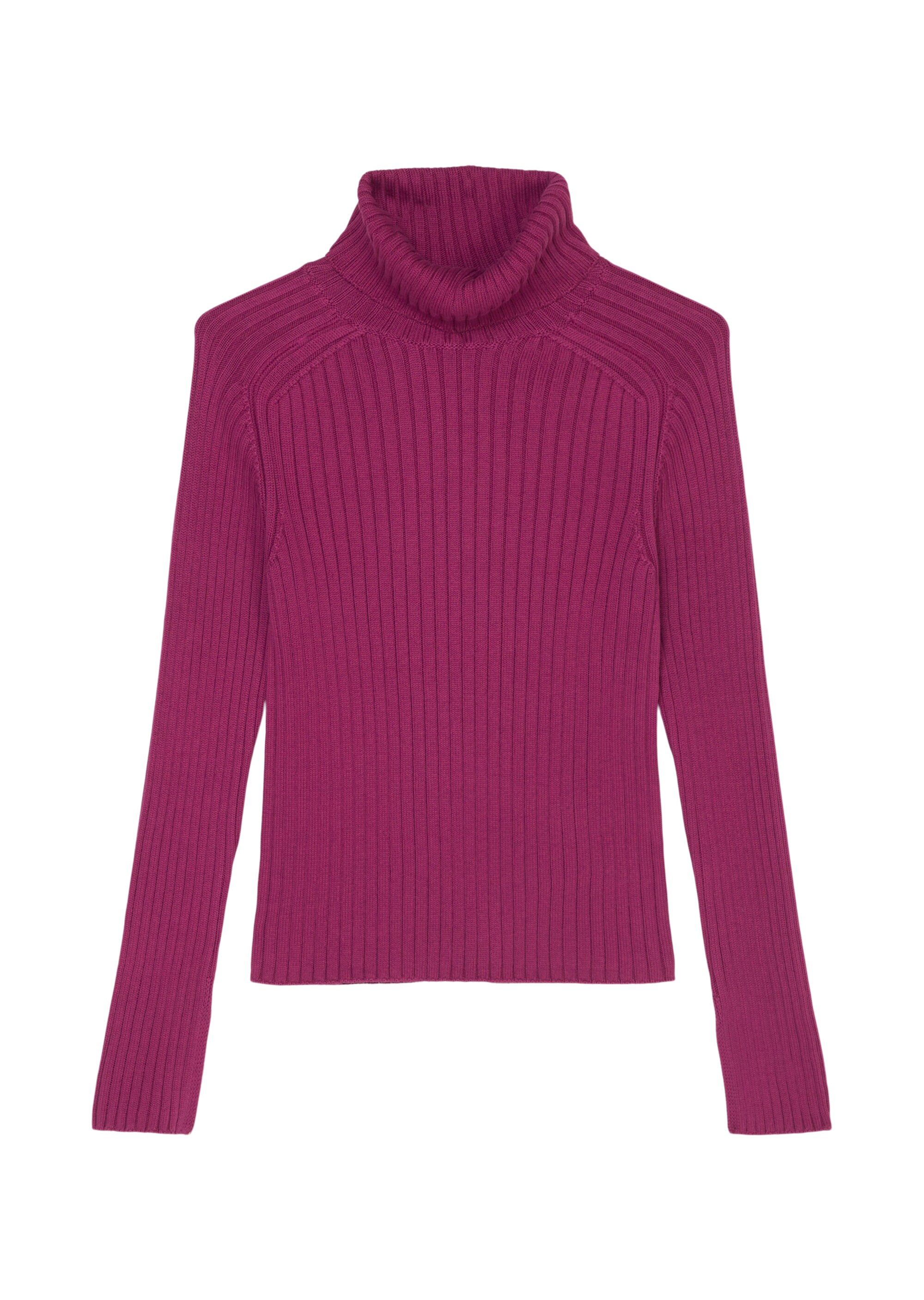 Gerippter Rollkragenpullover slim aus Organic Cotton