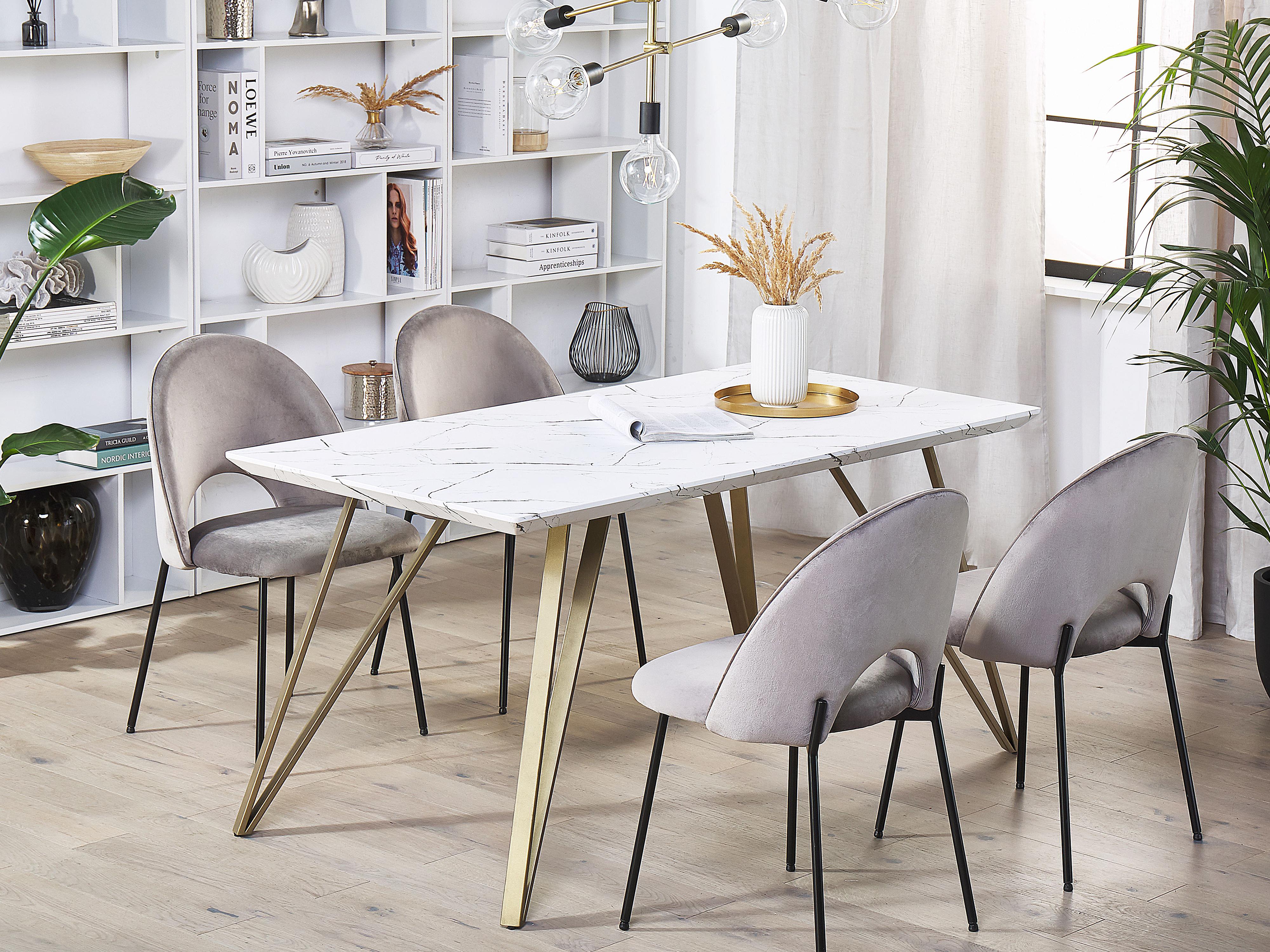 Eettafel MOLDEN Marmer/goud 80 cm 150 cm
