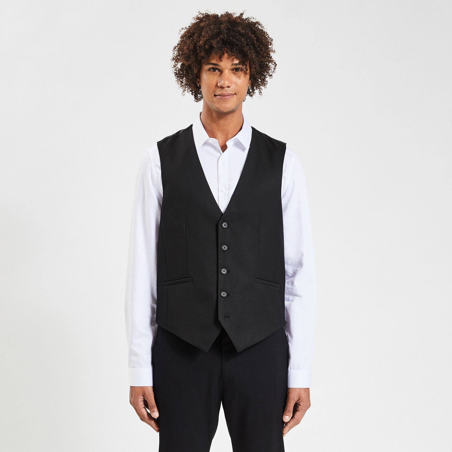 Gilet de costume uni slim Noir