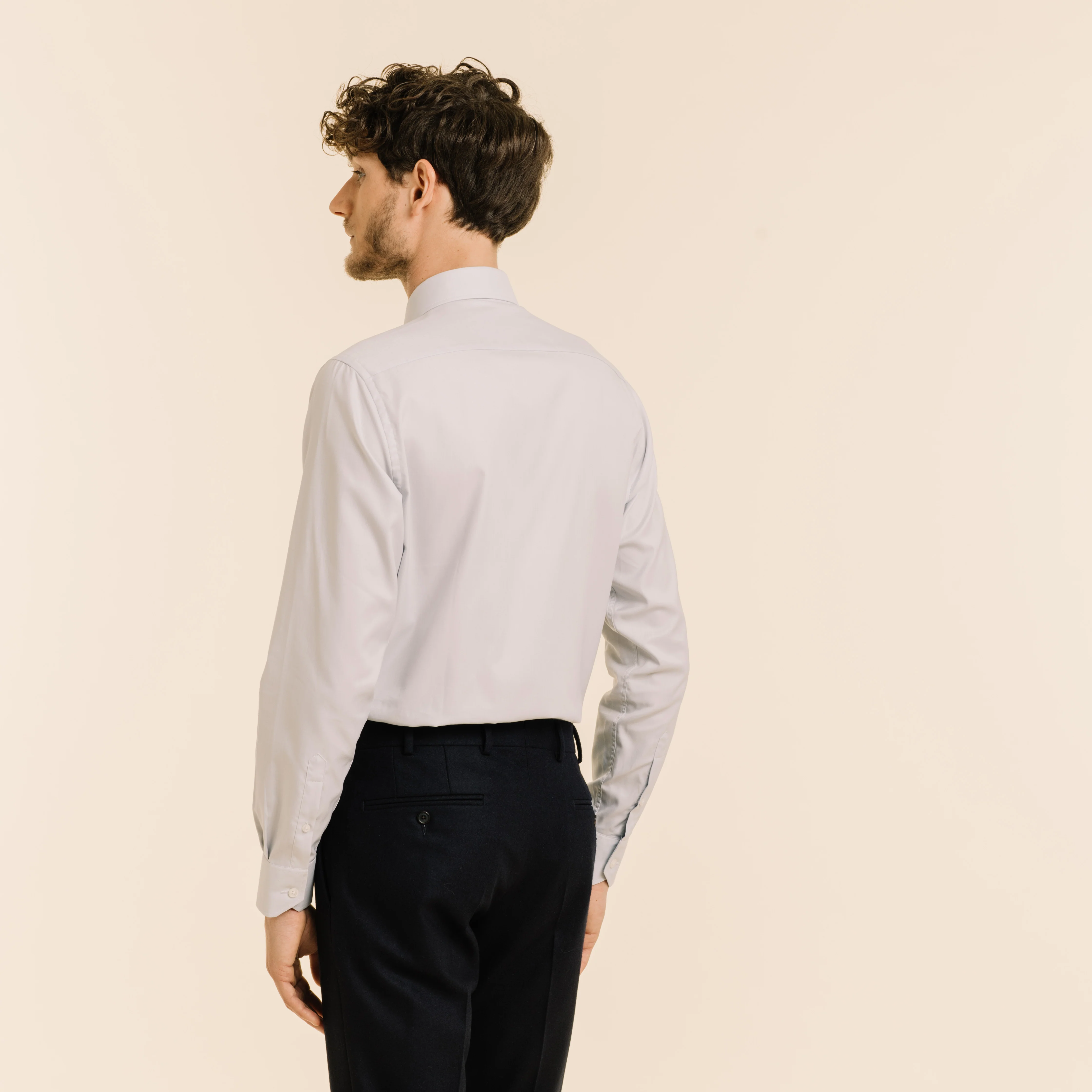 Gray double-twisted Oxford shirt