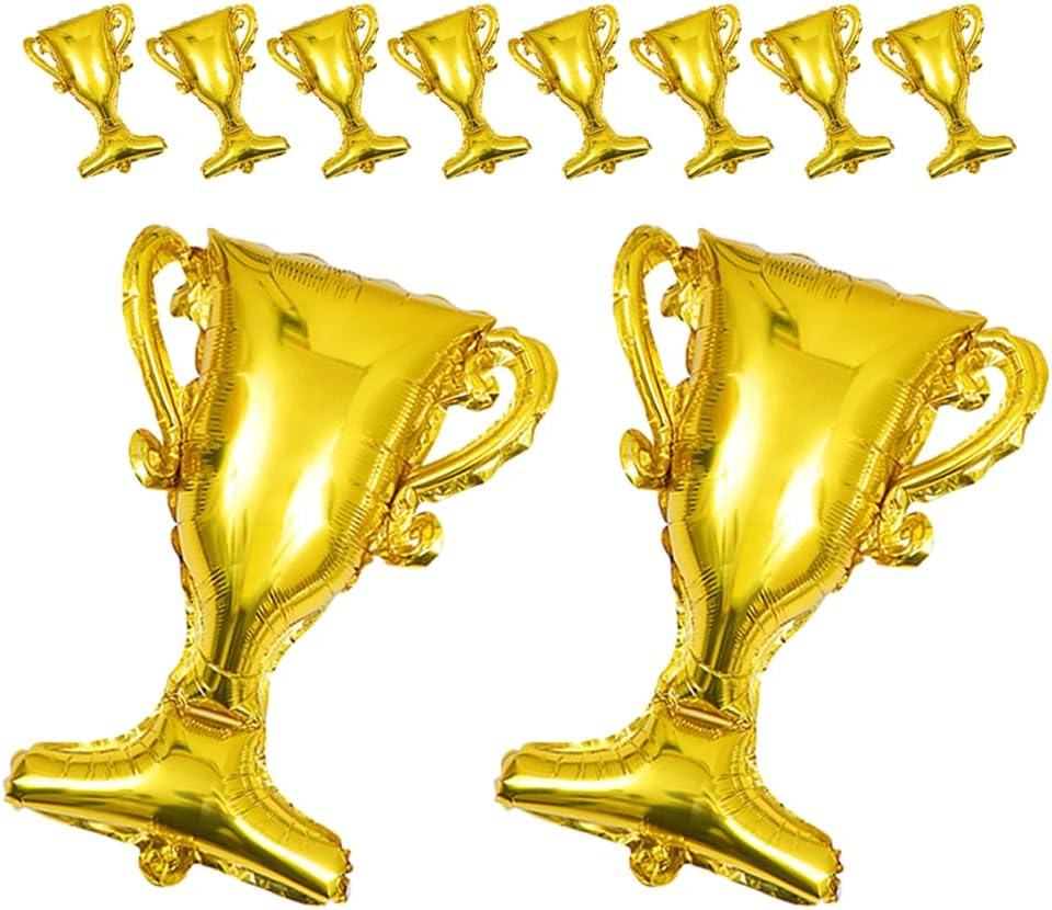 (10er Set) 60x45cm Pokal Folien Ballon Trophäe Party Dekoration Luftballon - Gold