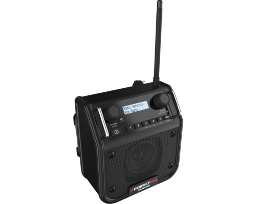 PerfecPro DABPRO bouwplaatsradio, DAB+ en FM-ontvangst, AUX-ingang, MP3, Bluetooth, schokbestendig, IP54, DPR2