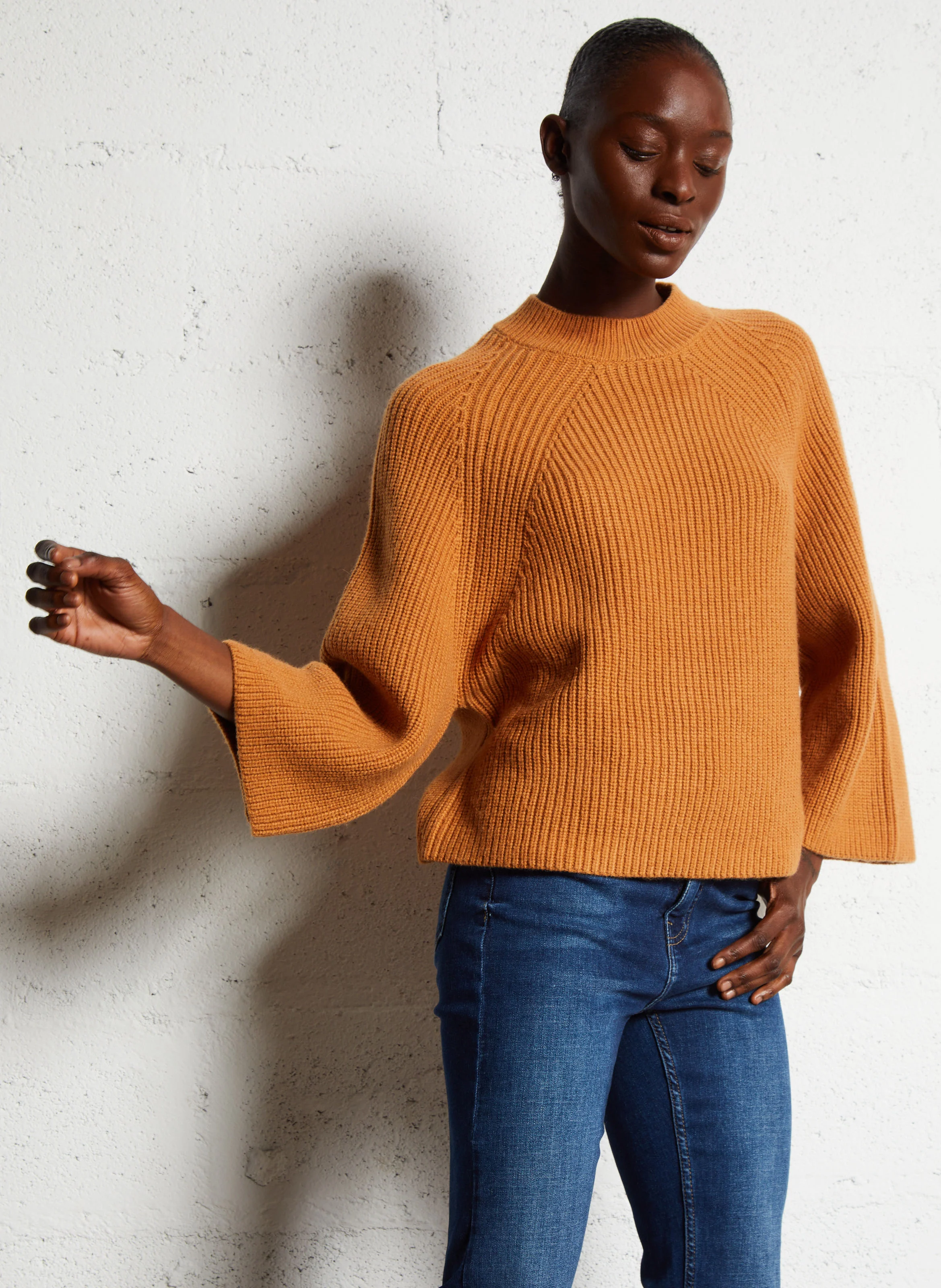 CLEMENCE - Pull ample col rond en laine mélangée | Rouge