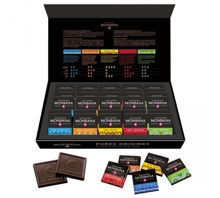 50 carrés - Chocolat Napolitain - Coffret Assortiment- pures origines - MONBANA