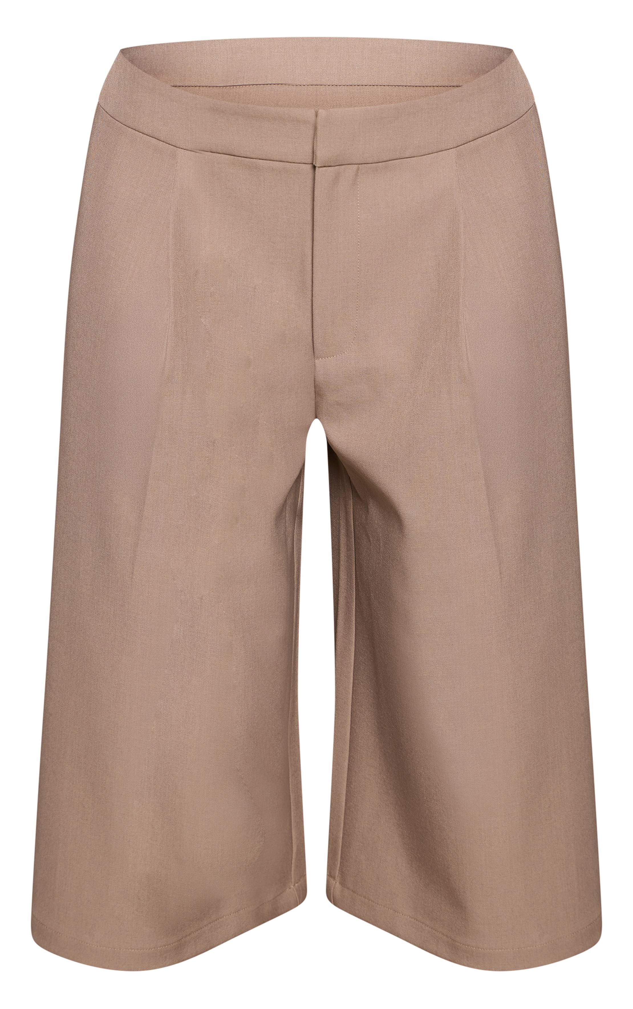 Taupe Short Long Tissé Ajusté
